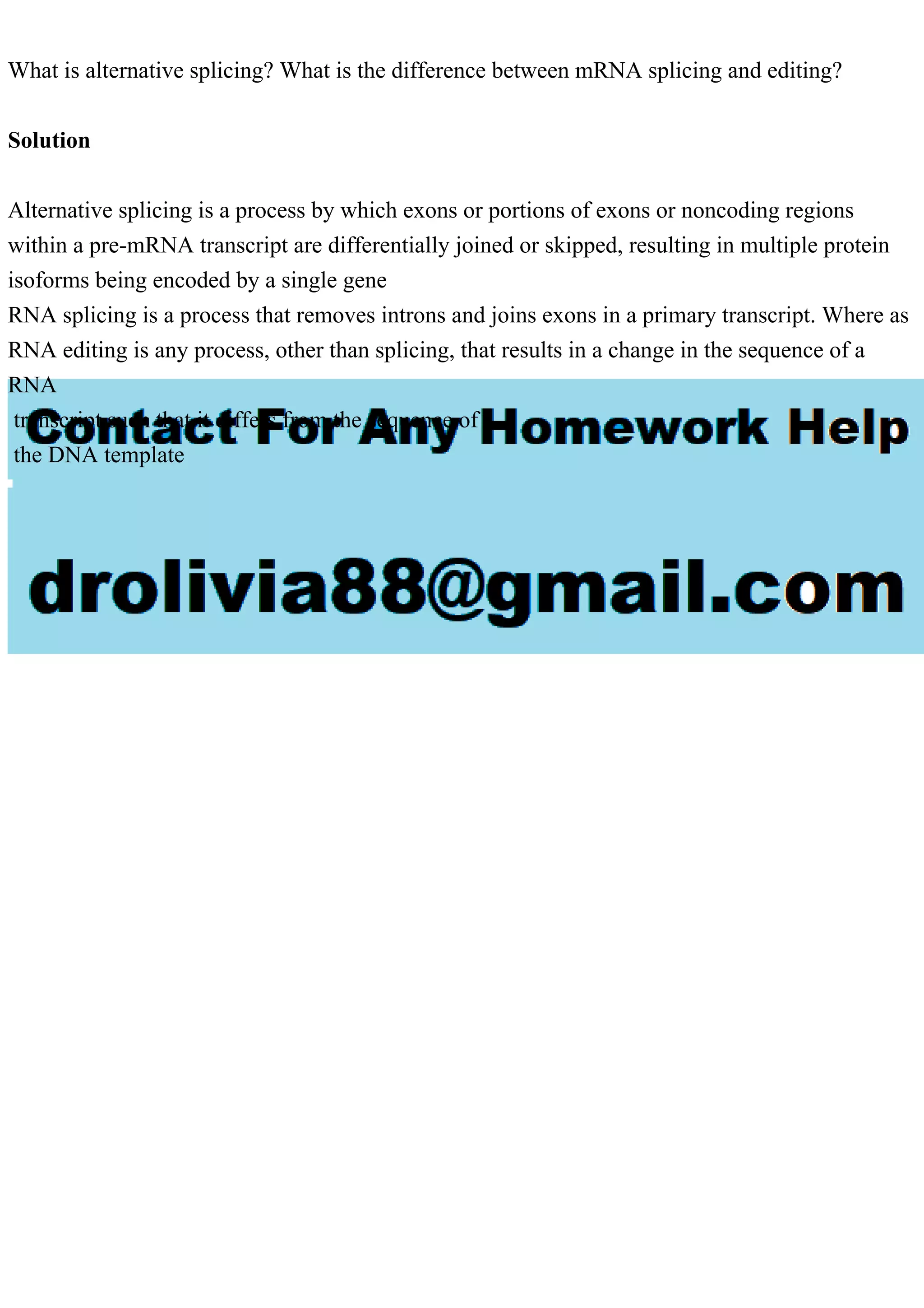 What is alternative splicing What is the difference between mRNA sp.pdf