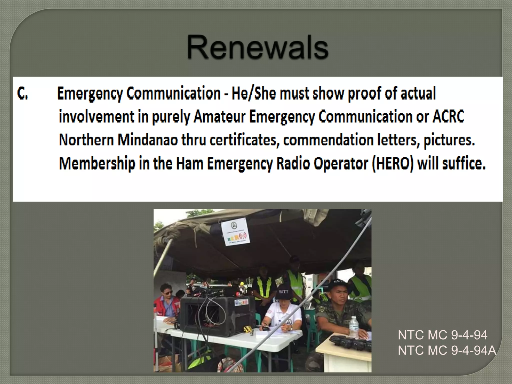 NTC MC 9-4-94
NTC MC 9-4-94A
 