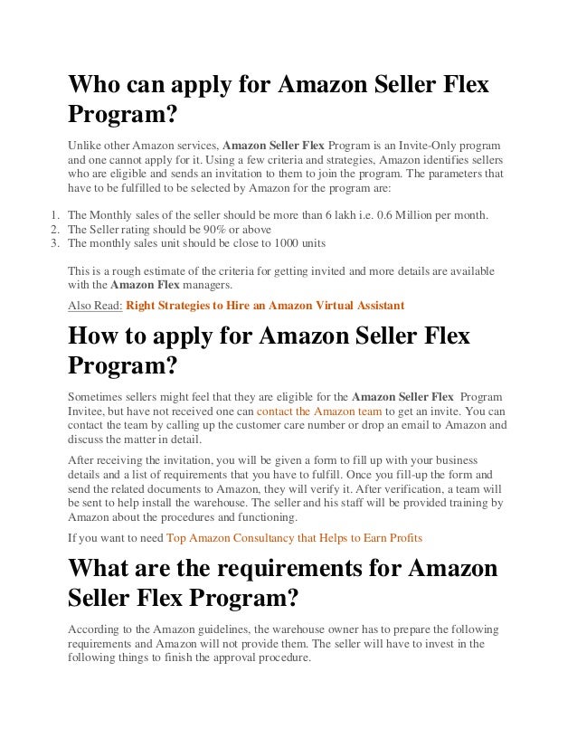 What is amazon seller flex and how to get amazon seller flex