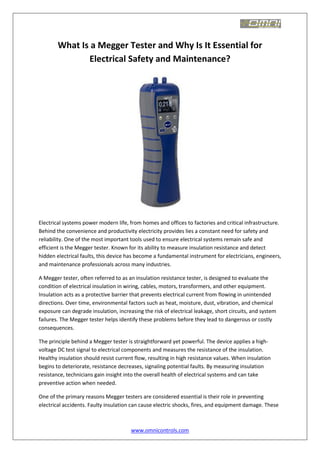 What Is a Megger Tester and Why Is It Essential for Electrical Safety ...