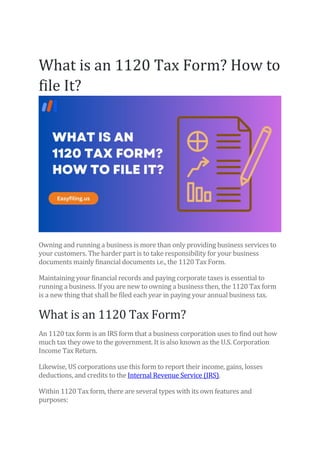 What is an 1120 Tax Form? How to file It? | PDF