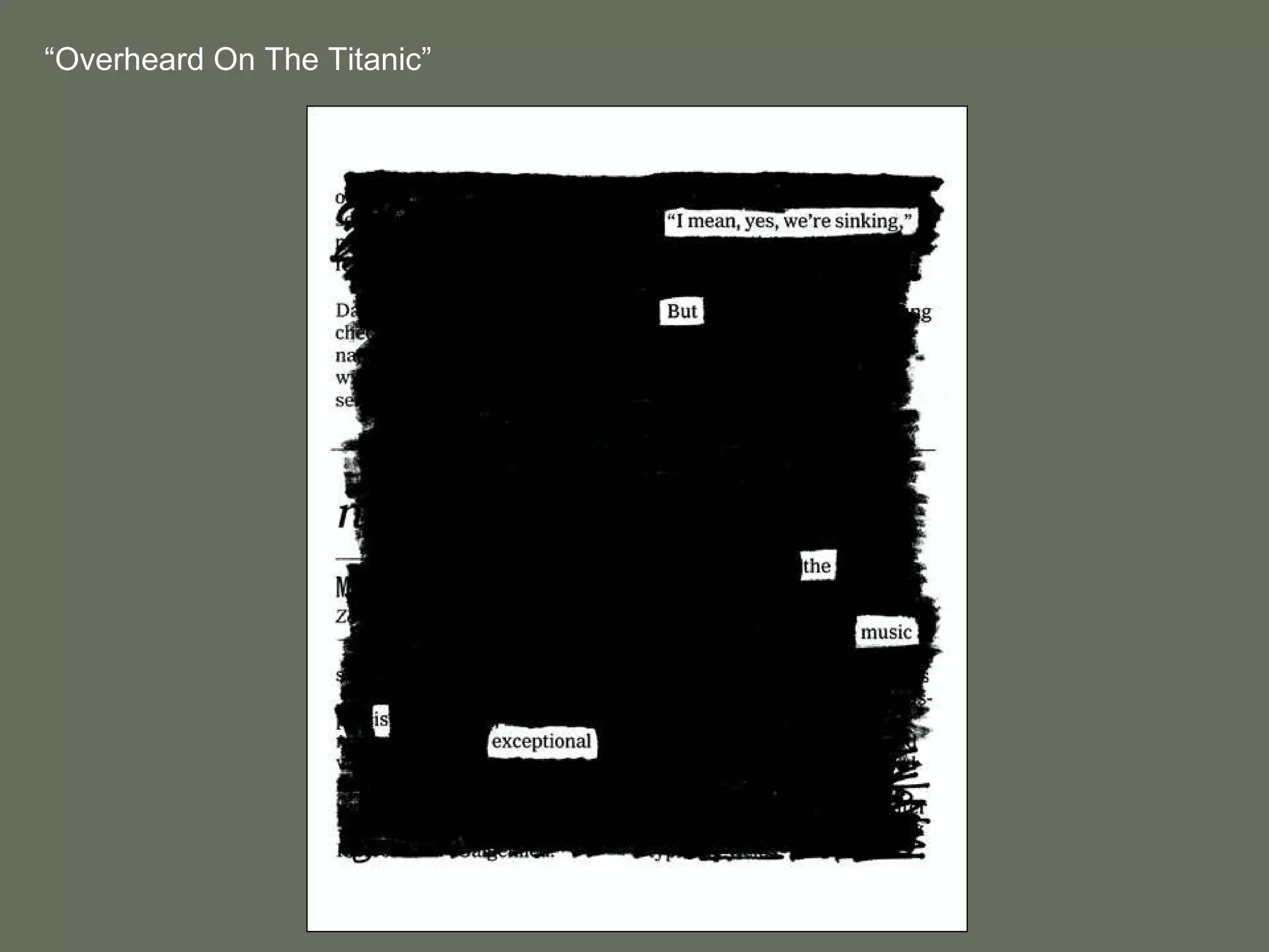 “ Overheard On The Titanic” 