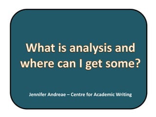 Jennifer Andreae – Centre for Academic Writing
 