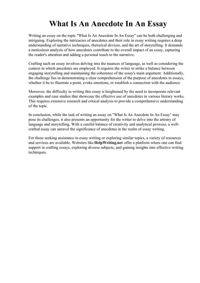 What Is An Anecdote In An Essay | PDF