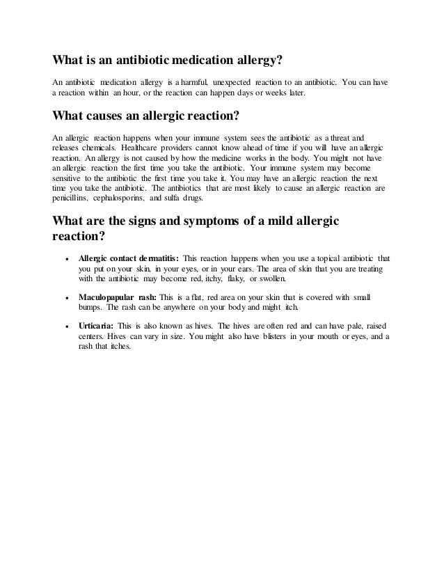 What is an antibiotic medication allergy