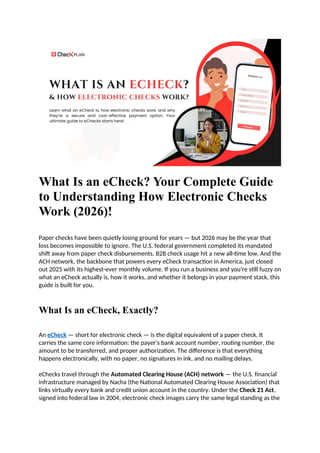 Comprehensive 2026 Guide to eChecks: How Electronic Checks Work and ...