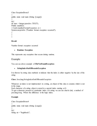What is an exception in java? | PDF