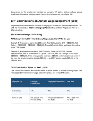 Cpf Method What Is Annual Wage Supplement (AWS) in Singapore? | PDF