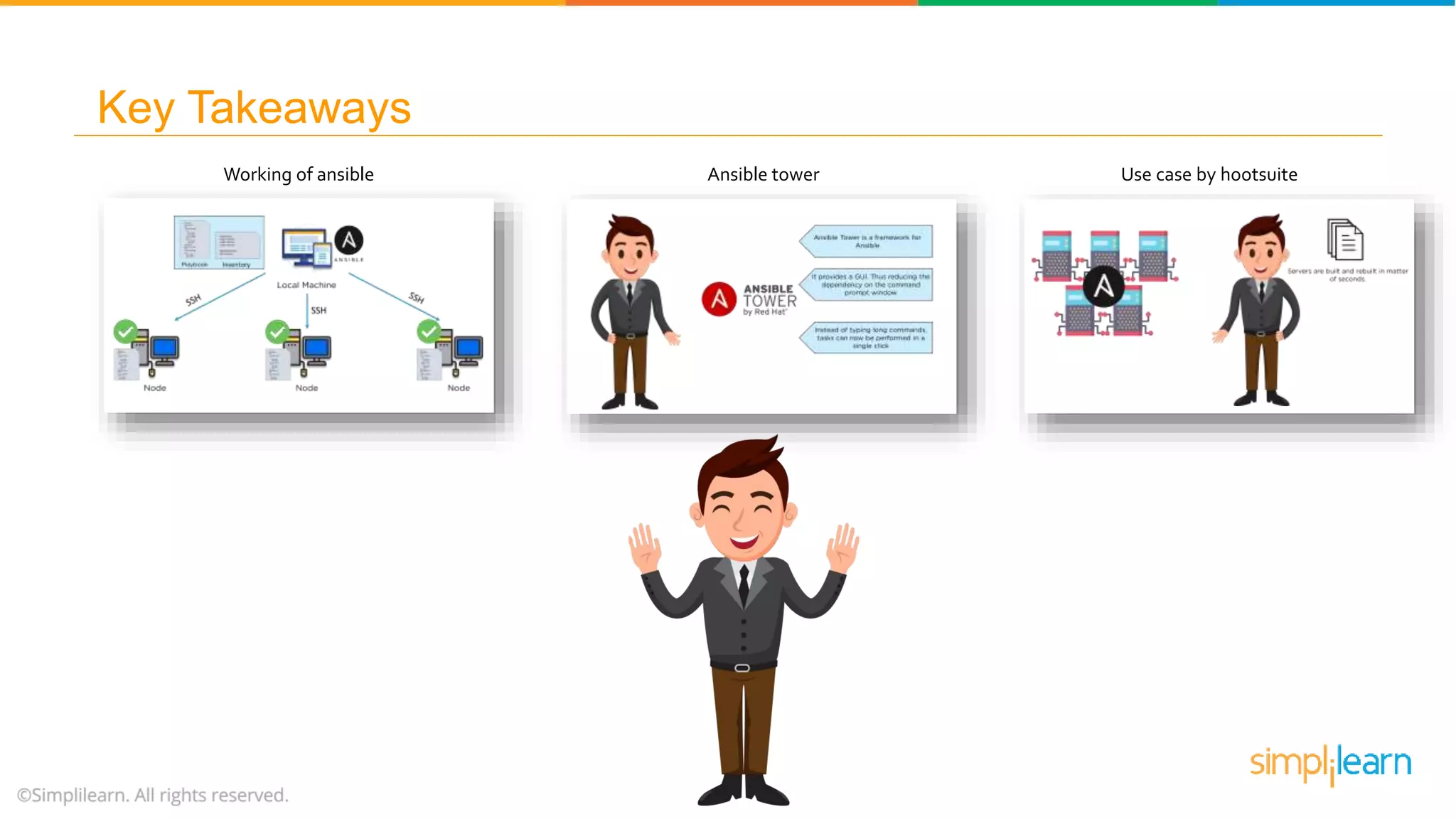 Key Takeaways
Ansible towerWorking of ansible Use case by hootsuite
 