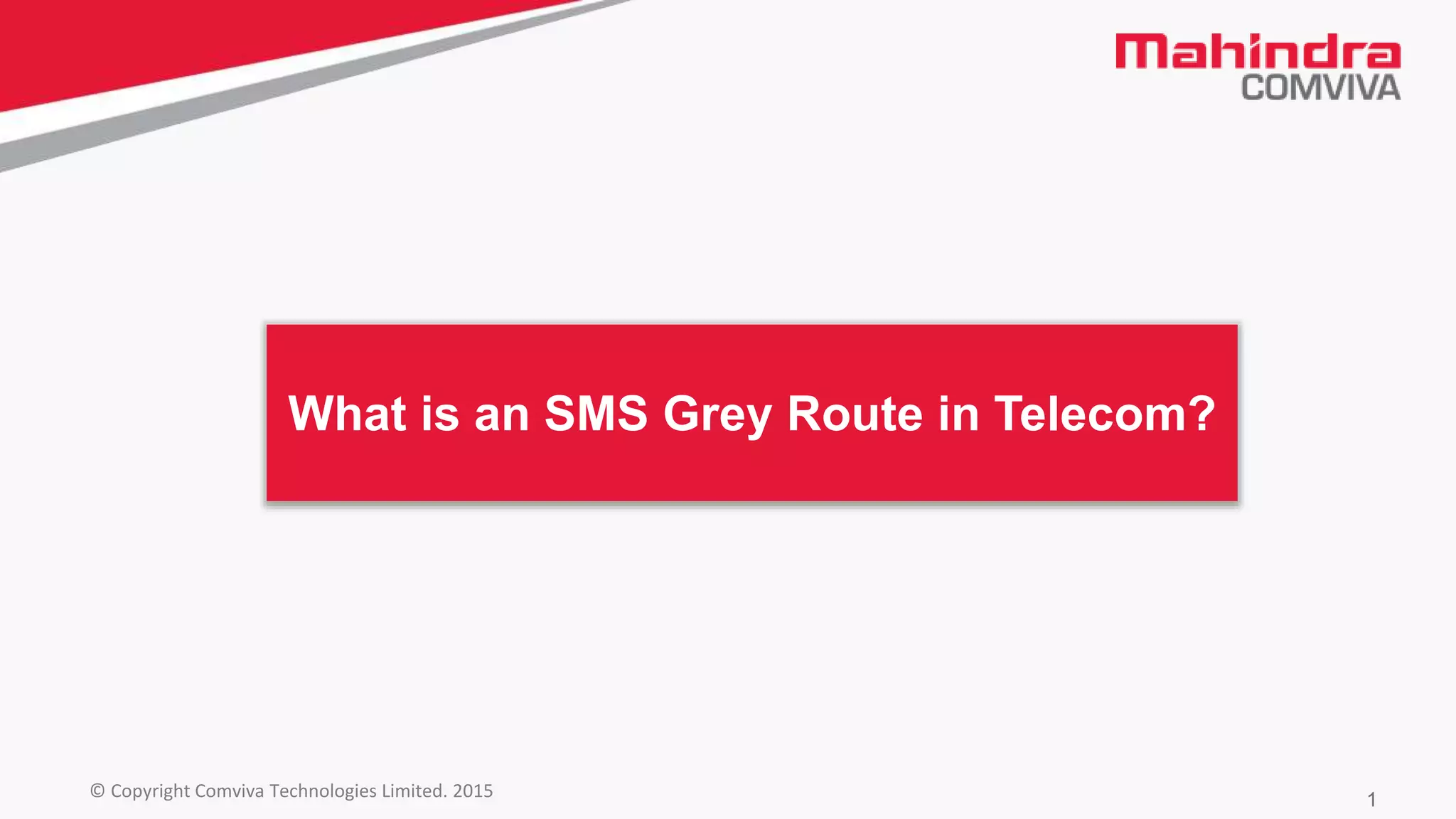 What is SMS Grey Route in Telecom? | PPTX
