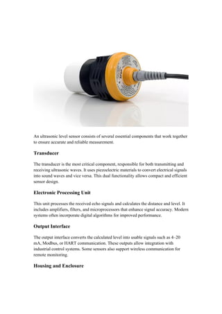 Comprehensive Guide to Ultrasonic Level Sensors: Principles, Components ...