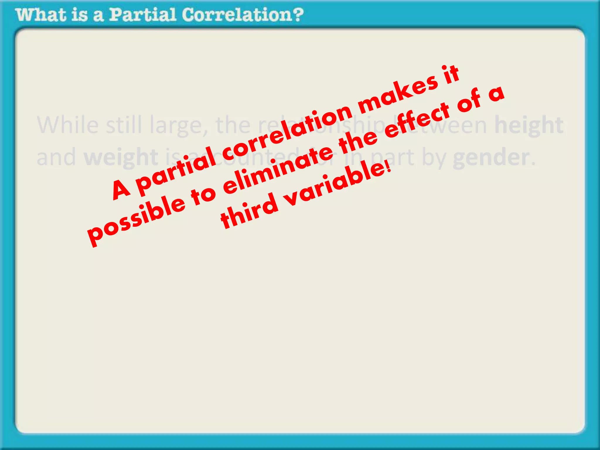 While still large, the relationship between height 
and weight is accounted for in part by gender. 
