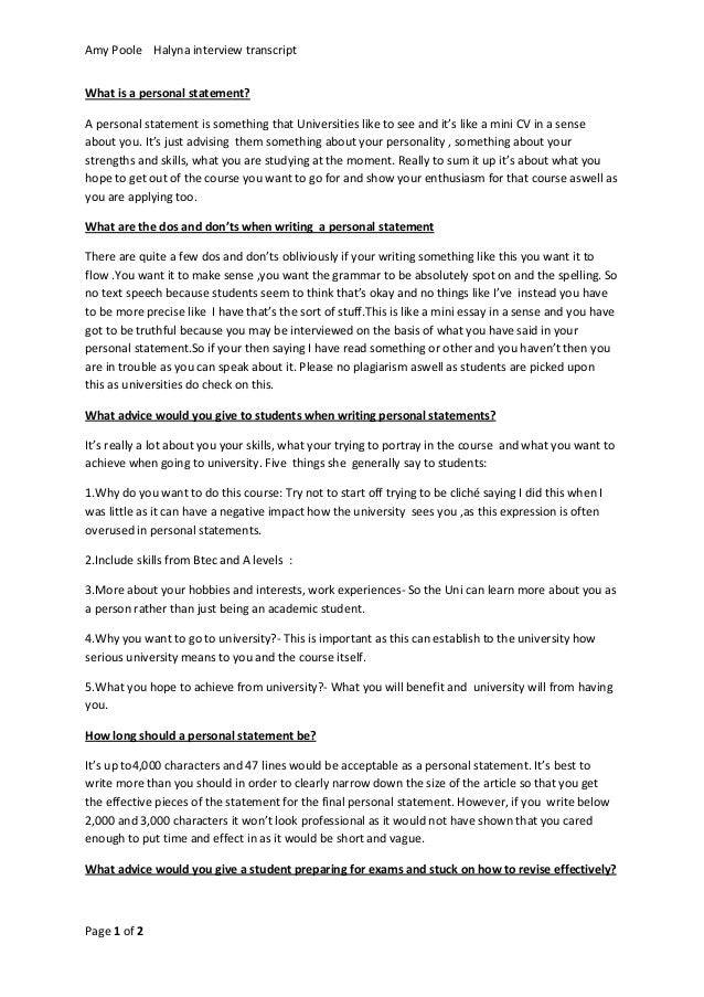how to write a good personal statement for a cv