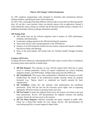 What is API Testing? A Brief Introduction | PDF