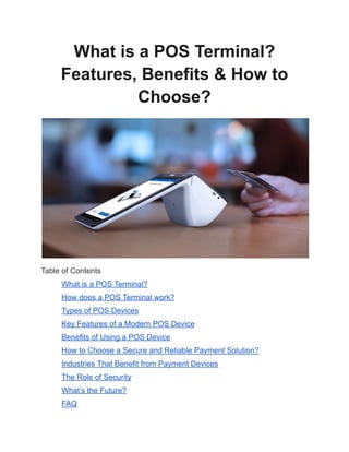 What is a POS Terminal? Features, Benefits & How to Choose? | PDF