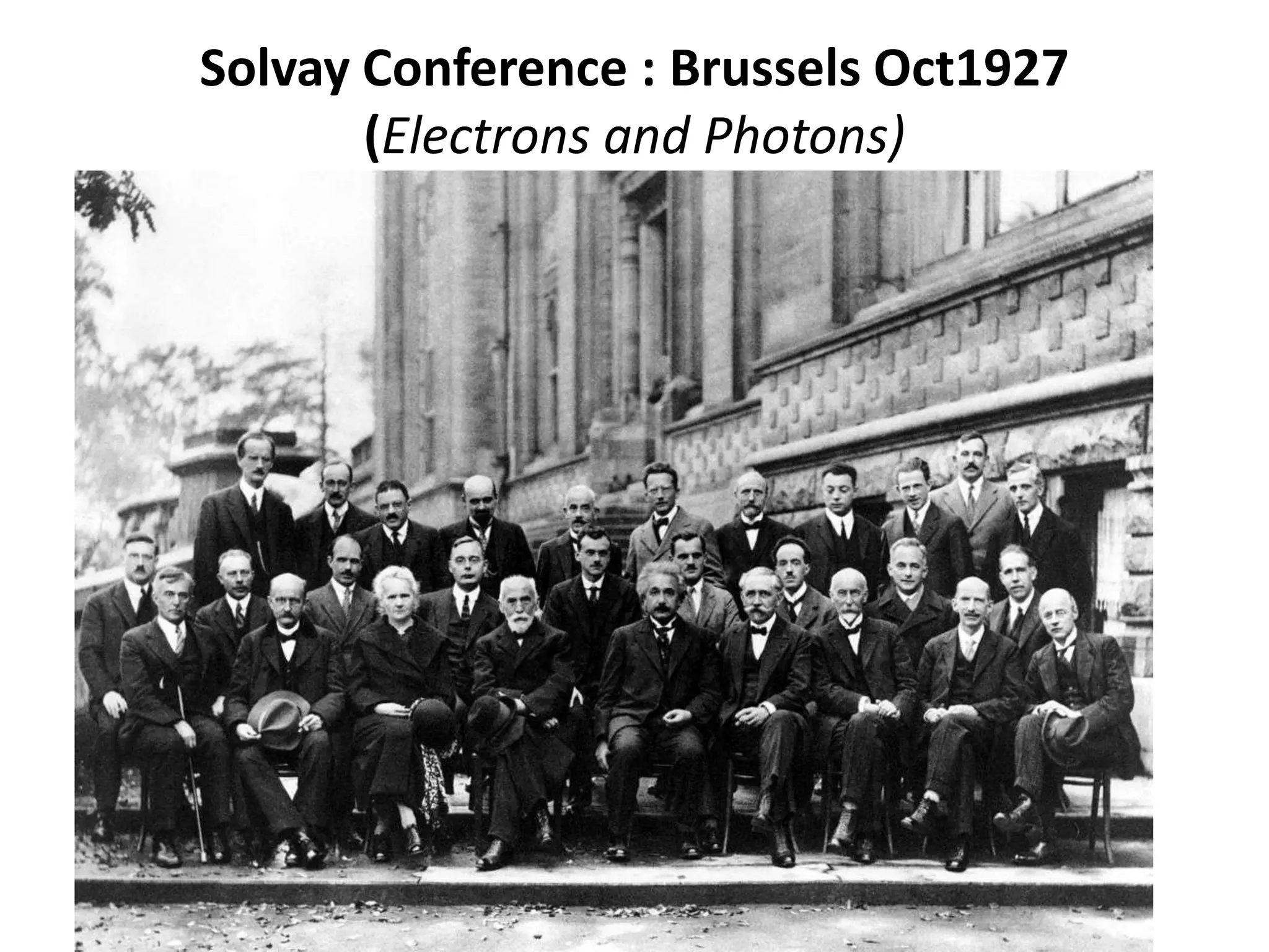 Solvay Conference : Brussels Oct1927
(Electrons and Photons)