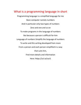 What is a programming language in short.docx