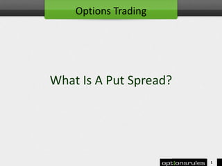 What Is A Put Spread?
1
Options Trading
 
