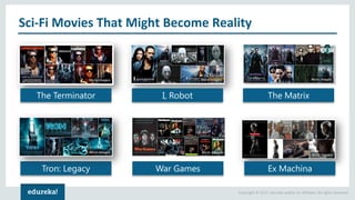 Copyright © 2017, edureka and/or its affiliates. All rights reserved.
Sci-Fi Movies That Might Become Reality
The Terminator I, Robot The Matrix
Tron: Legacy War Games Ex Machina
 