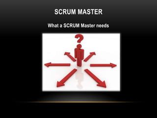 SCRUM MASTER
What a SCRUM Master needs
 