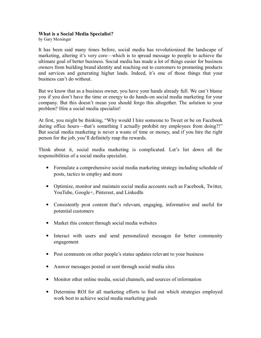 What Is A Social Media Specialist