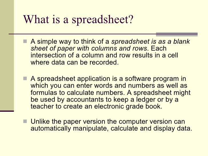 What is a spreadsheet