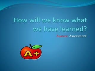 Answer: Assessment
 