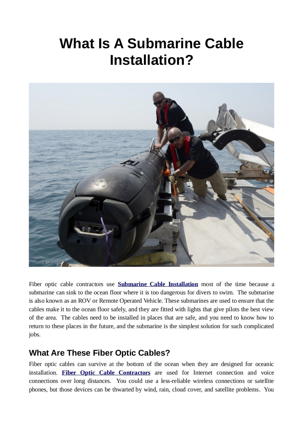 What Is A Submarine Cable Installation 
