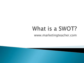 What is a SWOT? www.marketingteacher.com 