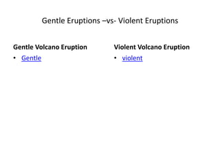 Gentle Eruptions –vs- Violent EruptionsGentle Volcano EruptionGentleViolent Volcano Eruptionviolent