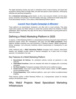 What is a Web3 Marketing Platform and How Does It Work in 2025? | PDF