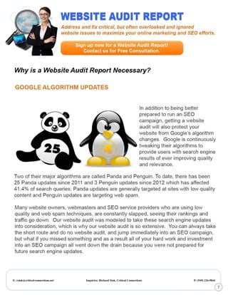 Inquiries: Richard Sink

rsink@critical-connections.net

(949) 226-9844

 