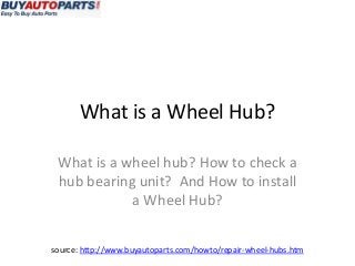 What is a Wheel Hub?

 What is a wheel hub? How to check a
 hub bearing unit? And How to install
            a Wheel Hub?
...