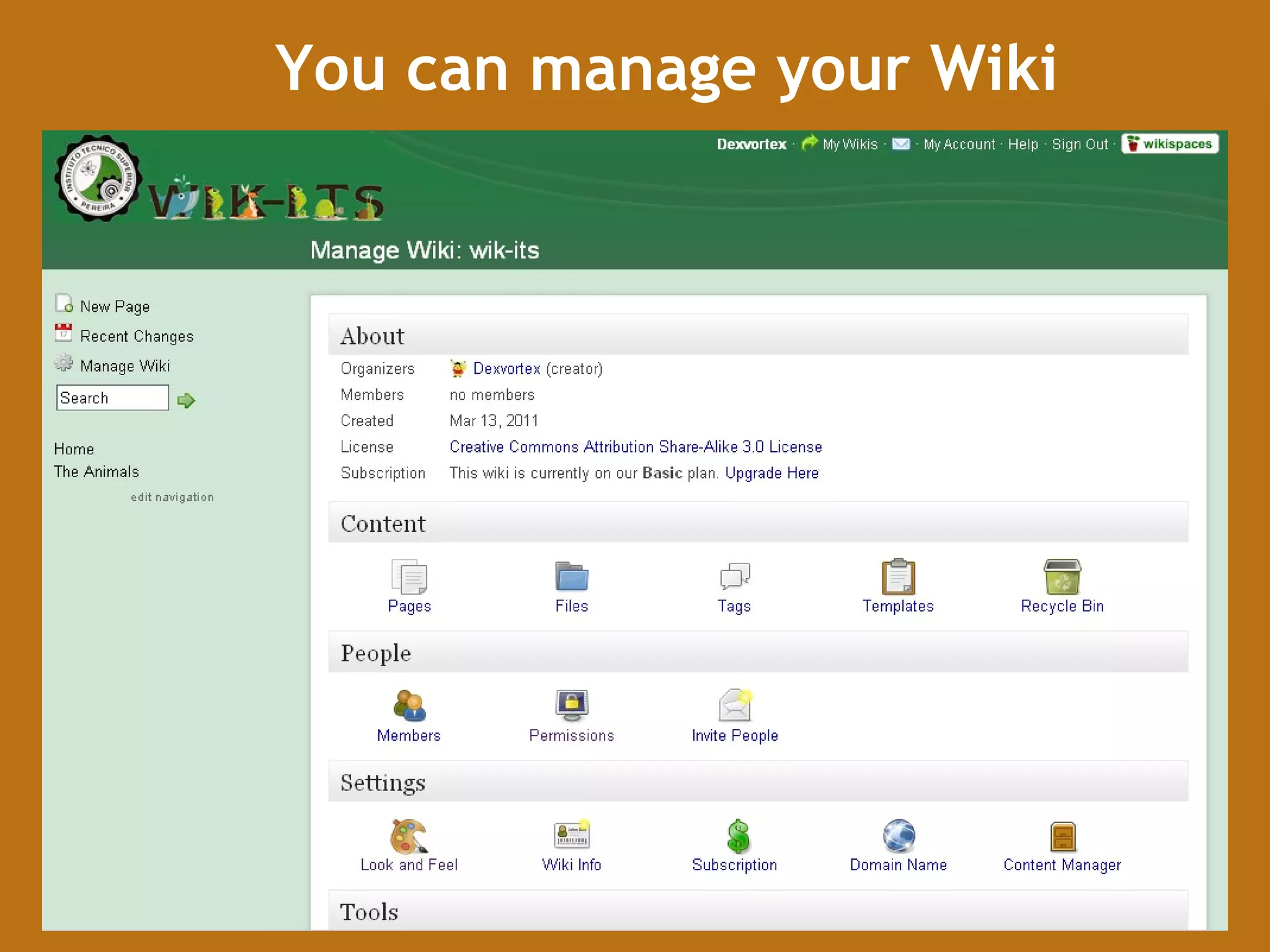 You can manage your Wiki 