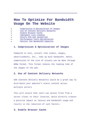 Optimizing Bandwidth Usage What Is Bandwidth In Web Hosting.pdf