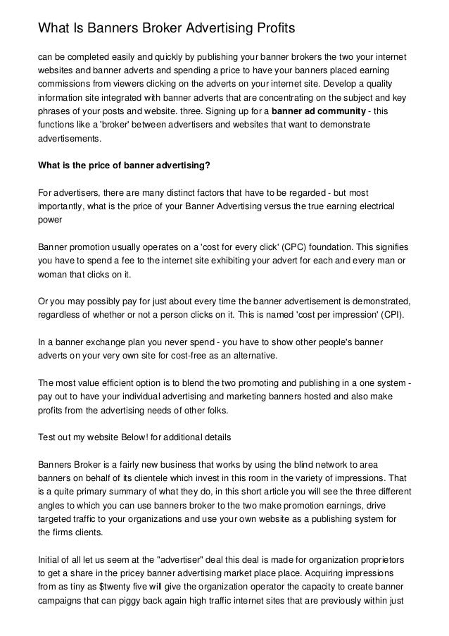 What Is Banners Broker Advertising Profits