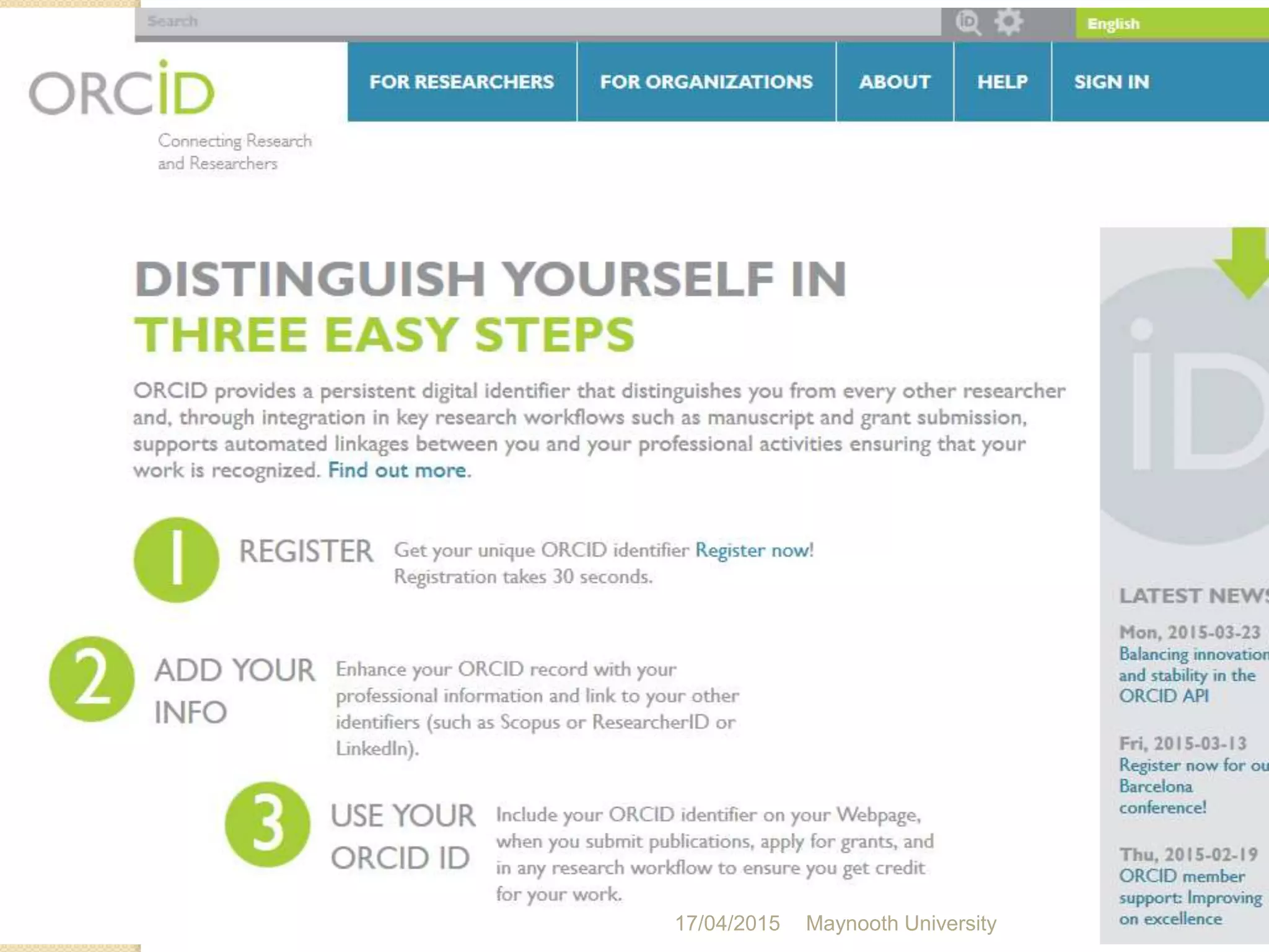 17/04/2015 Maynooth University
 