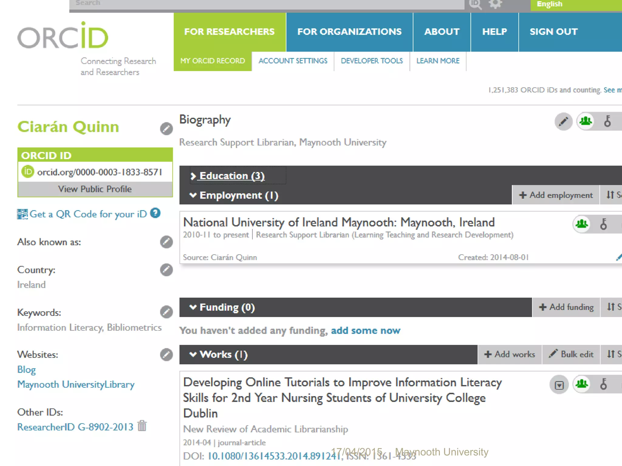 17/04/2015 Maynooth University
 