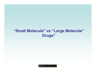 “Small Molecule” vs “Large Molecule”“Small Molecule” vs “Large Molecule”gg
Drugs”Drugs”
 