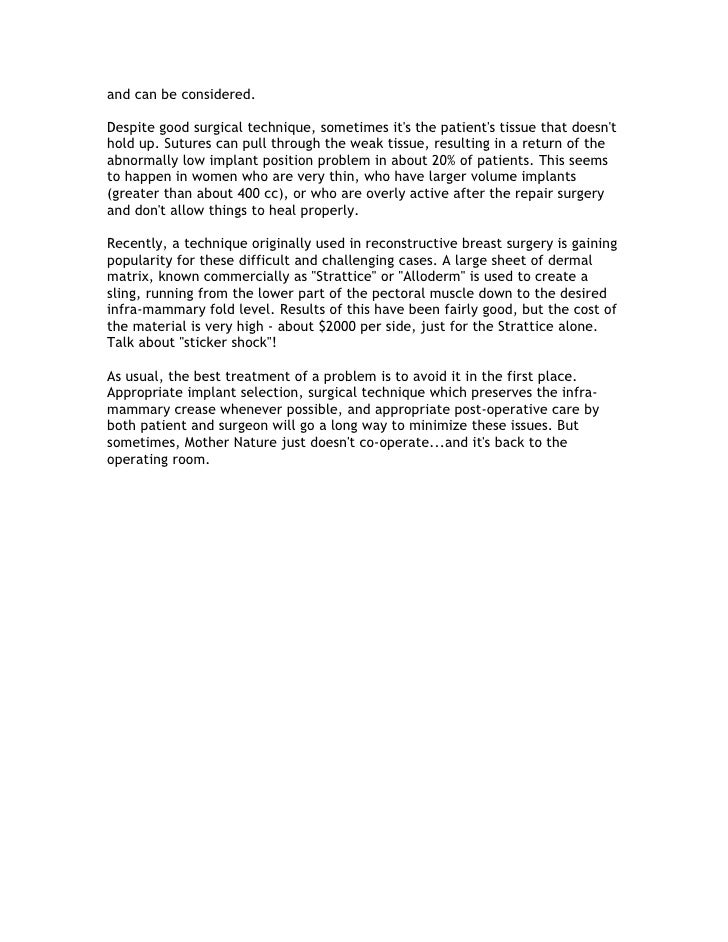 What is "bottoming out" after breast surgery