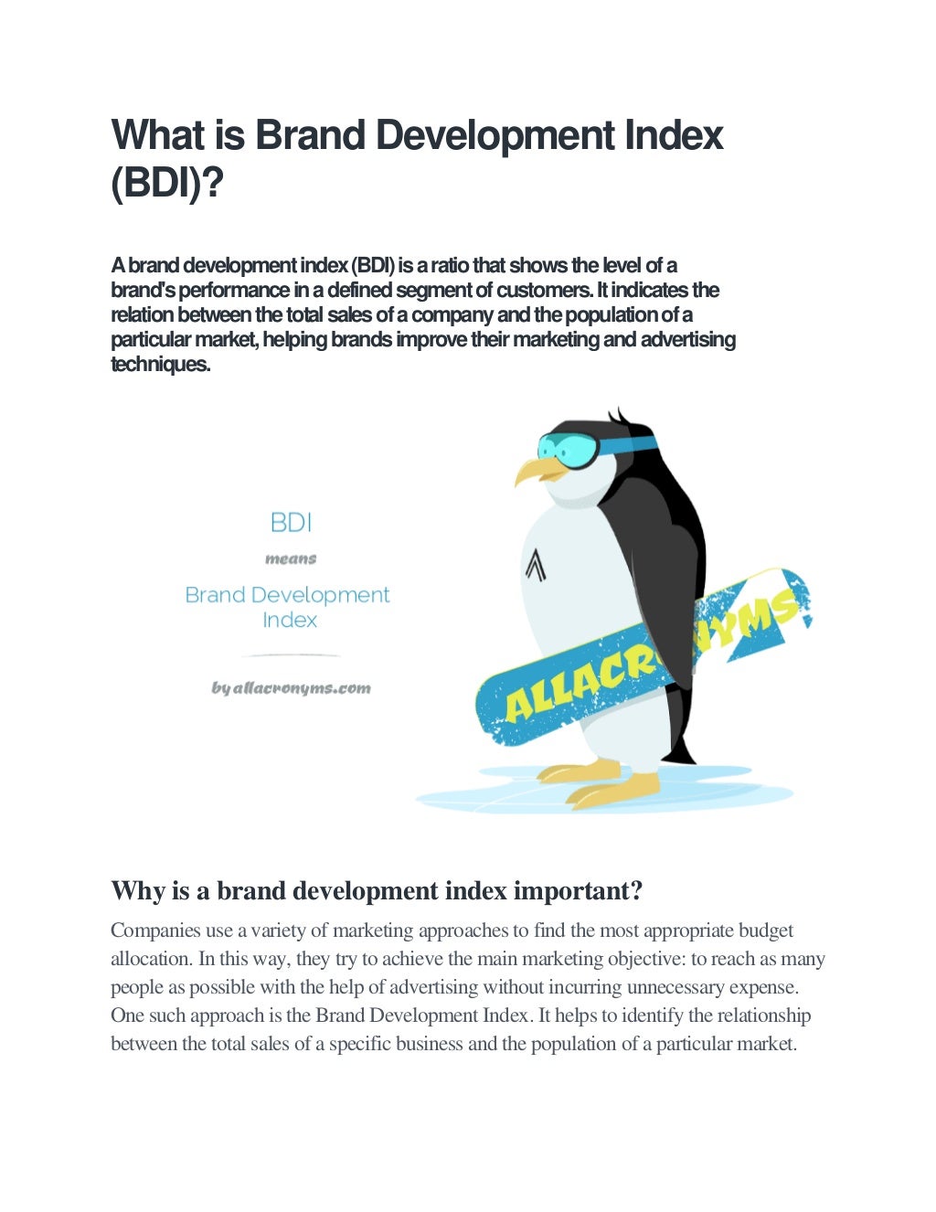 What is brand development index?