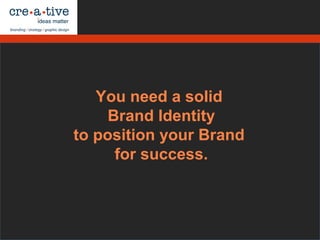 You need a solid
Brand Identity
to position your Brand
for success.
 