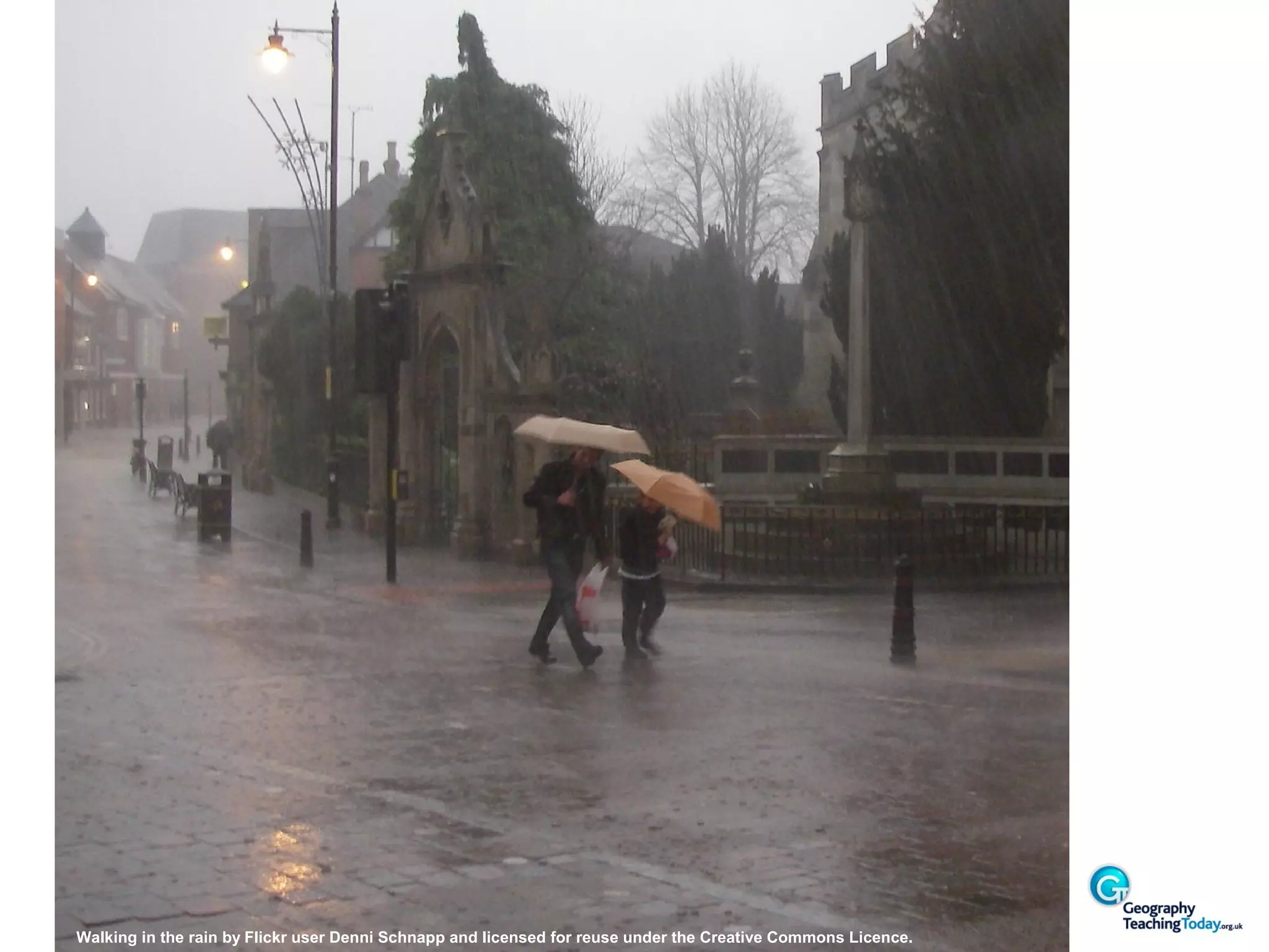 Walking in the rain by Flickr user Denni Schnapp and licensed for reuse under the Creative Commons Licence.
 