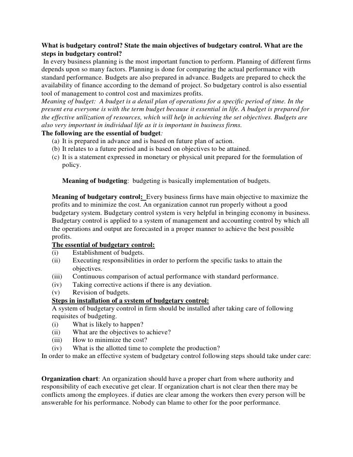 objectives of budgetary control Of resources through the budget process that are objectives as opposed to a description of what is going to management control of the budget is maintained. objectives of budgetary control Of resources through the budget process that are objectives as opposed to a description of what is going to management control of the budget is maintained.