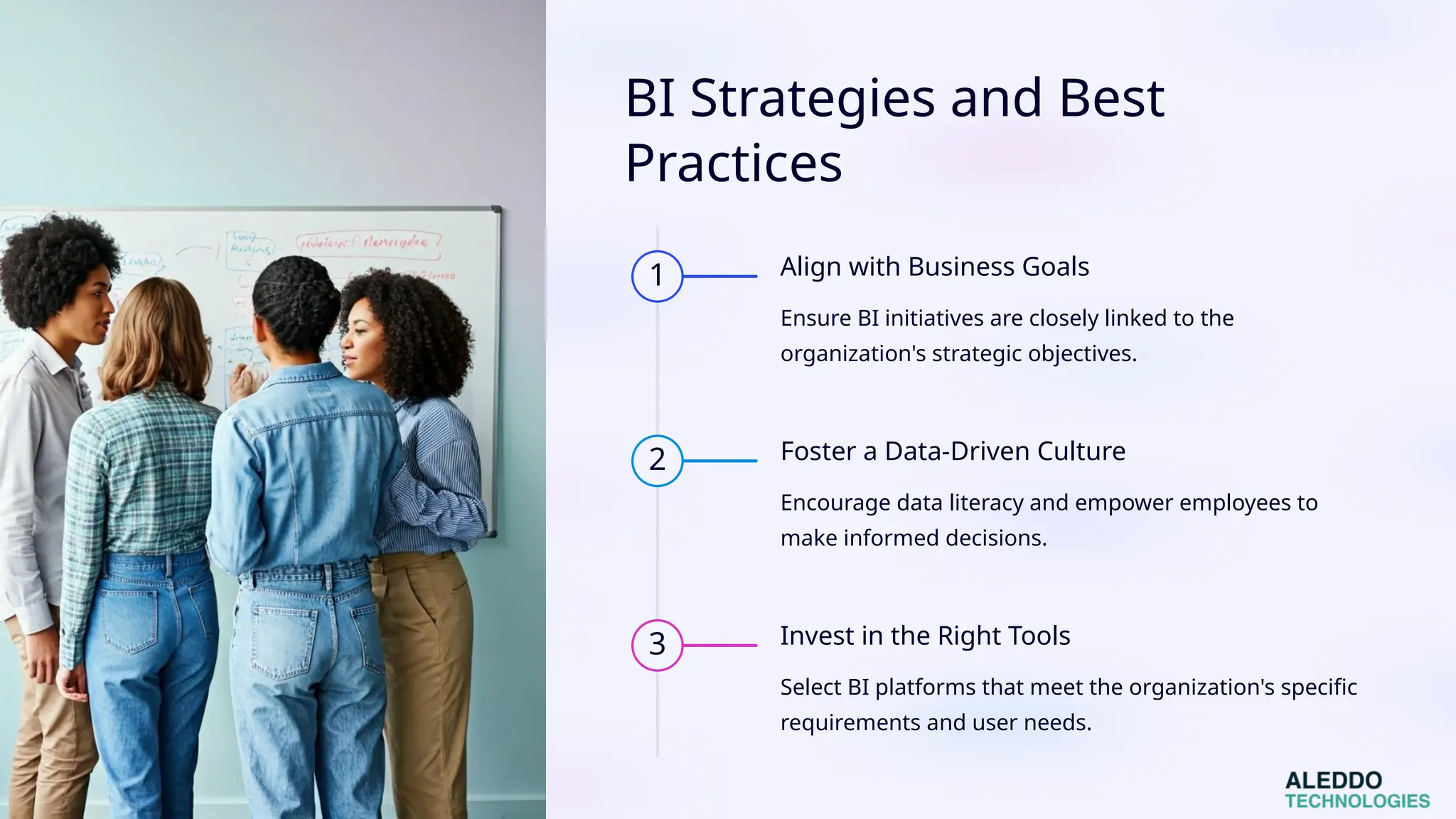 BI Strategies and Best
Practices
1 Align with Business Goals
Ensure BI initiatives are closely linked to the
organization's strategic objectives.
2 Foster a Data-Driven Culture
Encourage data literacy and empower employees to
make informed decisions.
3 Invest in the Right Tools
Select BI platforms that meet the organization's specific
requirements and user needs.
 