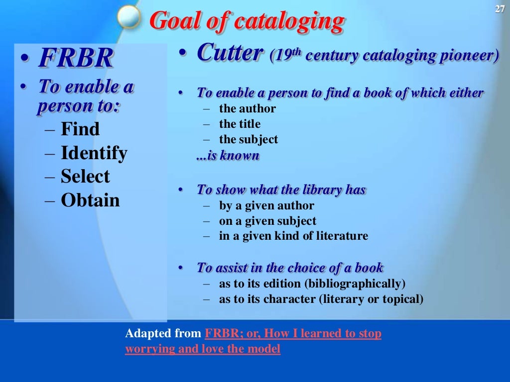 What is cataloging? The Big Question
