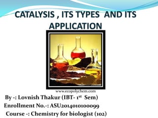 By -: LovnishThakur(IBT-1stSem) 
Enrollment No.-: ASU2014010100099 
Course -: Chemistry for biologist (102) 
www.ecopolychem.com  