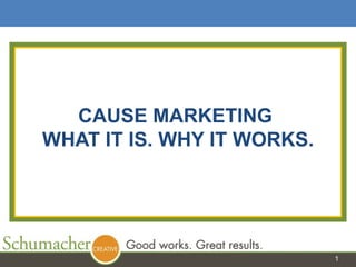 CAUSE MARKETING  WHAT IT IS. WHY IT WORKS. 