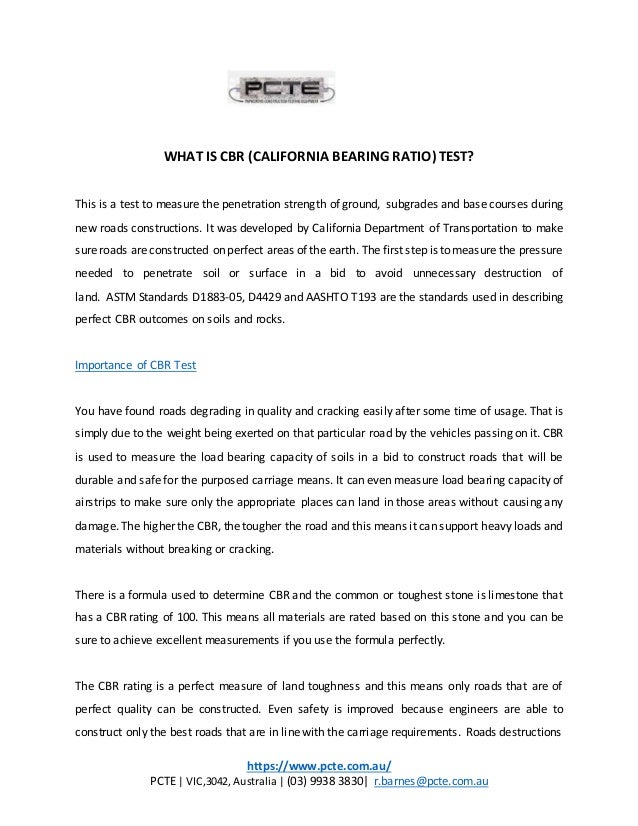 WHAT IS CBR (CALIFORNIA BEARING RATIO) TEST?