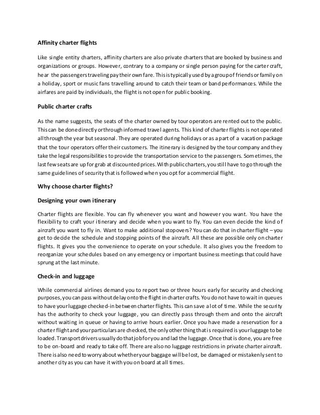 What is charter flight & the advantages of choosing aircraft charter